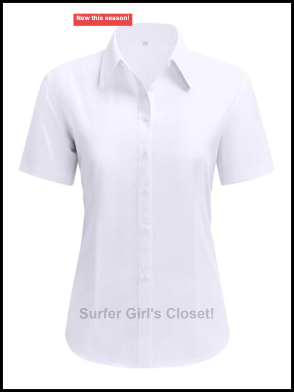 siliteelon Cotton Short Sleeve Button Down Collared Work Blouse